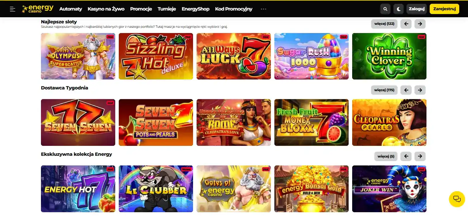 EnergyCasino gry – sloty, stoły, live i dostawcy
